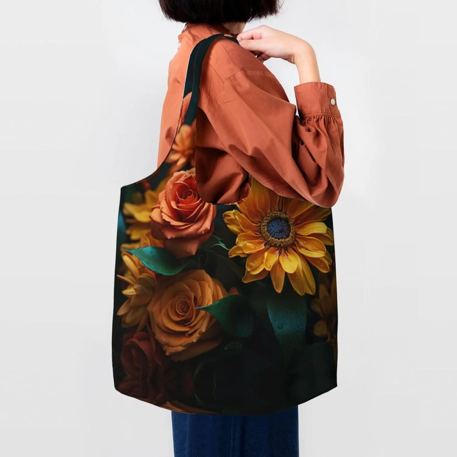 Tote Bag for Women Reusable Grocery Bag Canvas Shopping Bag Universe Starry Stars Handbag Foldable Shoulder Bag