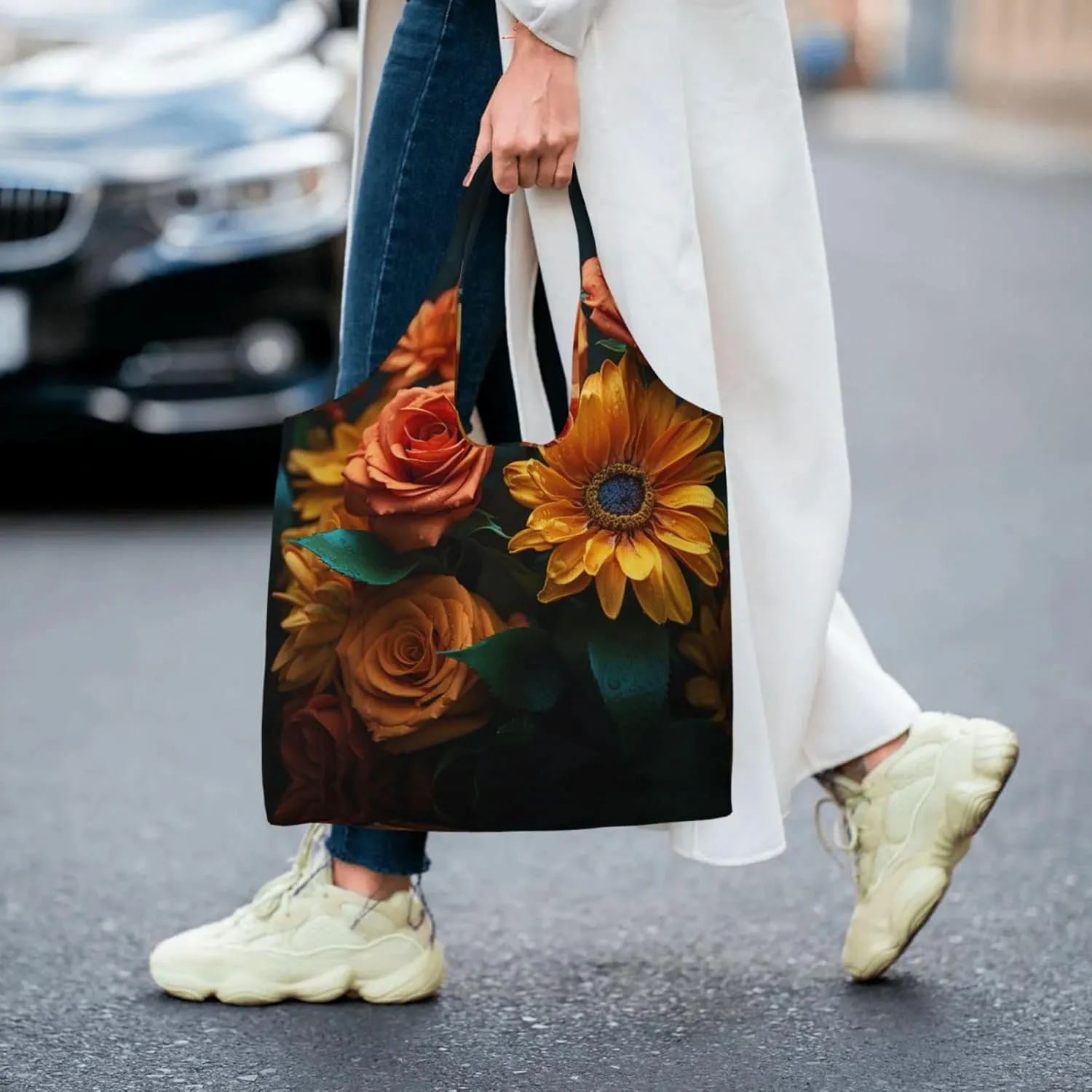 Tote Bag for Women Reusable Grocery Bag Canvas Shopping Bag Universe Starry Stars Handbag Foldable Shoulder Bag
