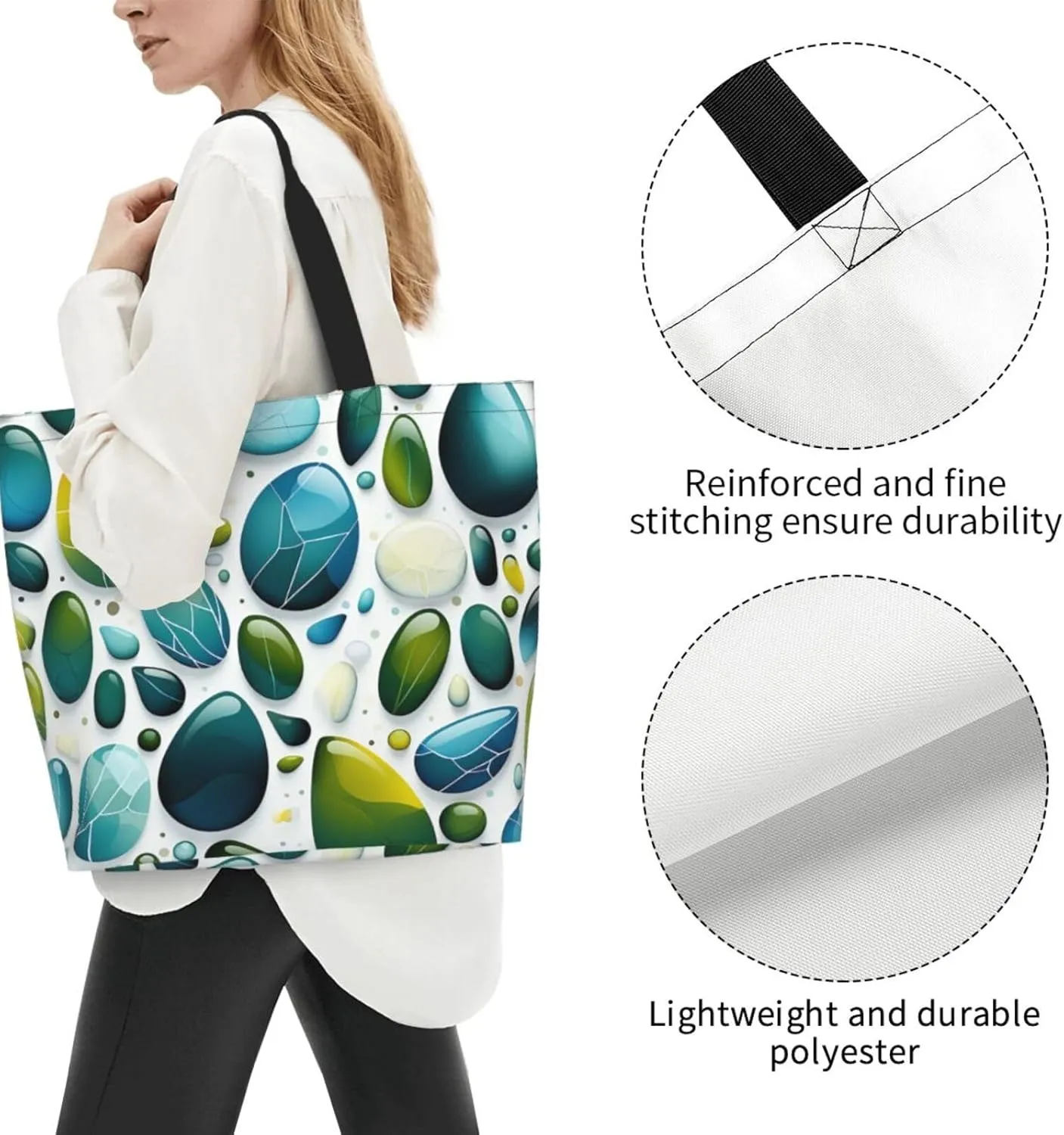 Tote Bag for Women Reusable Grocery Bag Shopping Bag Colorful Handprints Tote Bags Handbag Foldable Shoulder Bag