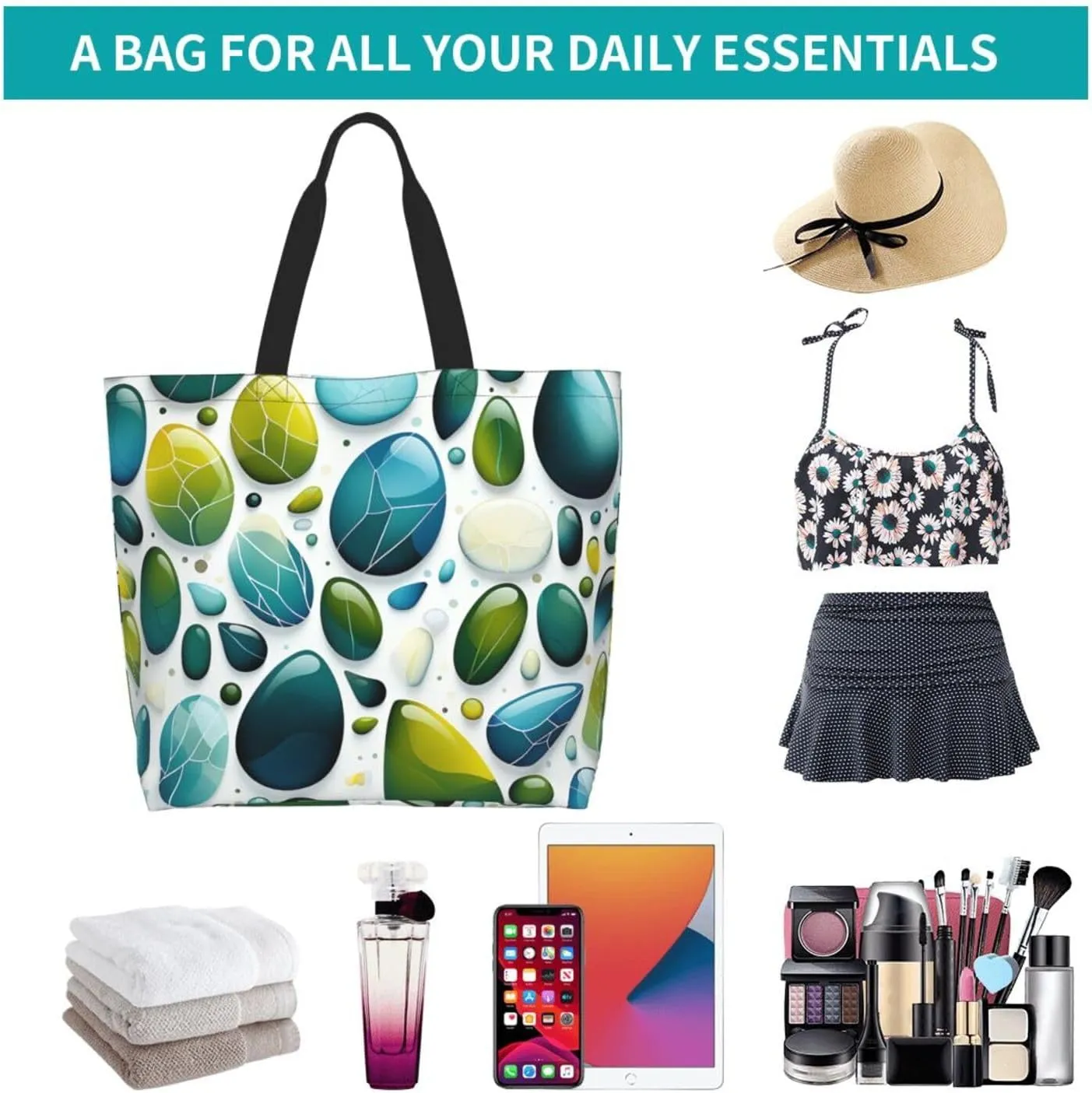 Tote Bag for Women Reusable Grocery Bag Shopping Bag Colorful Handprints Tote Bags Handbag Foldable Shoulder Bag