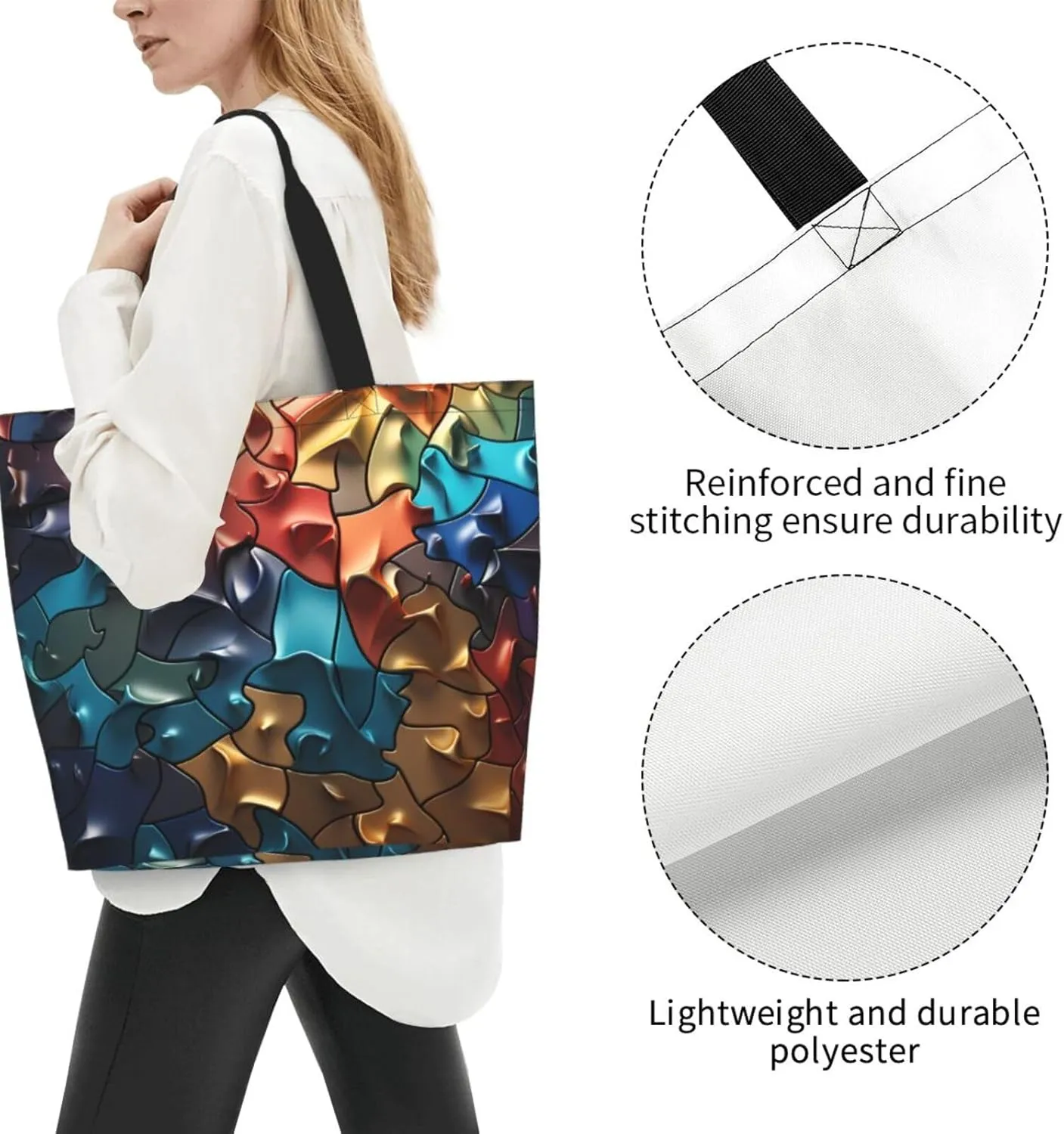 Tote Bag for Women Reusable Grocery Bag Shopping Bag Red Shark Image Tote Bags Handbag Foldable Shoulder Bag