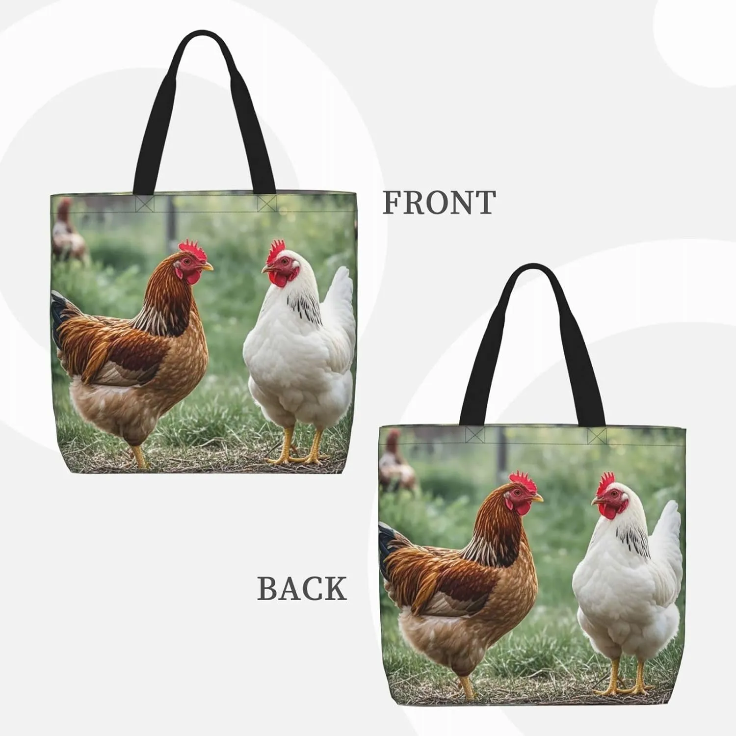Tote Bag Large Capacity Grocery Bag With Zipper Bird standing on pig's head Shopping Bag Shoulder Bag for Women