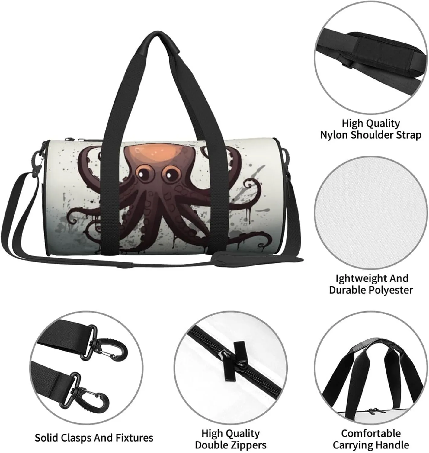 Travel Bag For Women,Octopus Print Personal Item Duffle Bags,Weekend Travel Duffel Tote Bag,Travel Sport Gym Bag For Men,Airplane Travel Essentials For Flying