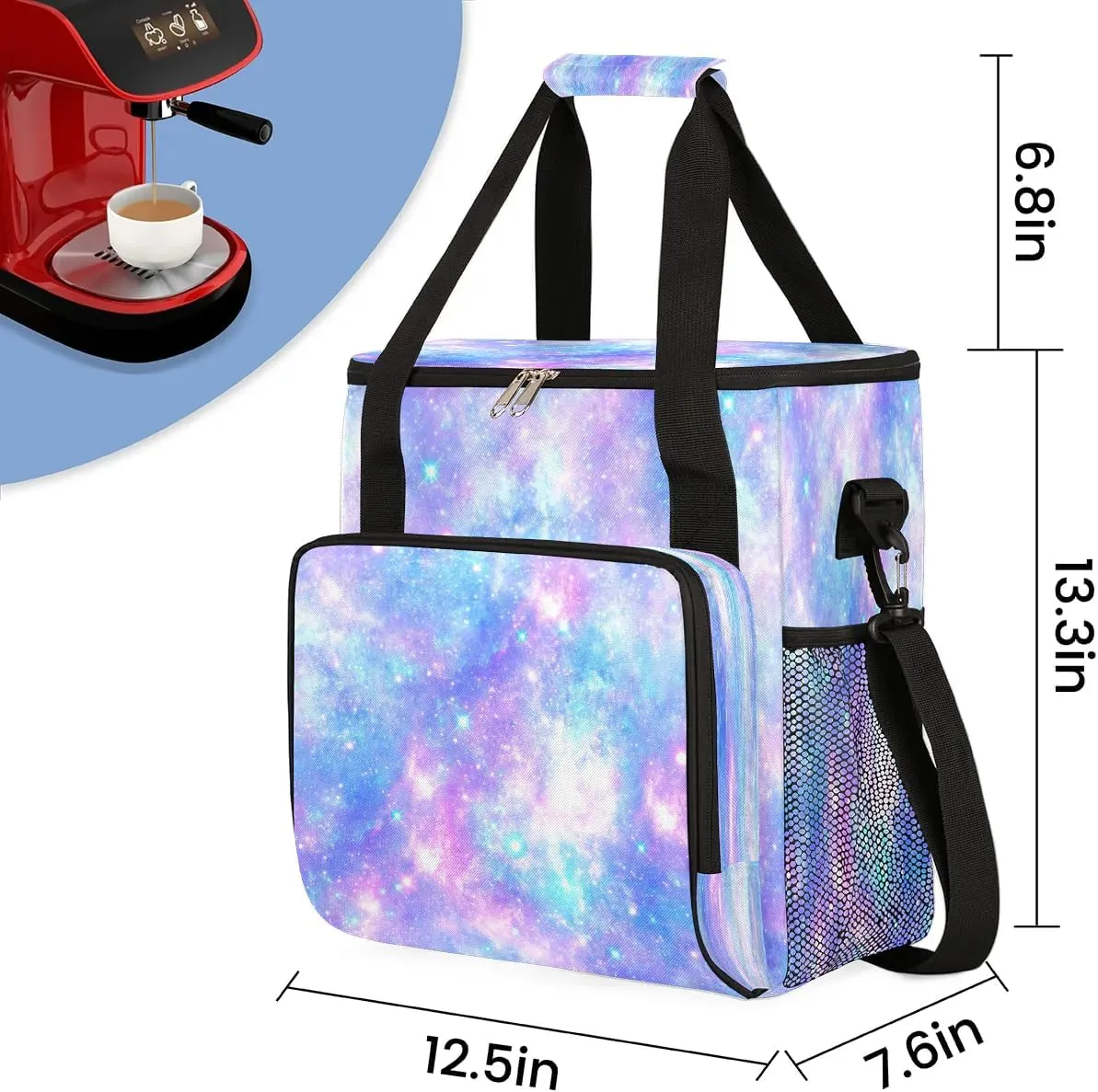 Travel Coffee Maker Carrying Bag Compatible with K-Mini or K-Mini Plus, Universe Galaxy Pattern Single Cup Coffee Maker Travel Bag Portable Storage Bag with Shoulder Strap