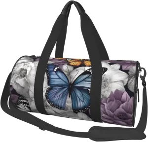 Travel Duffle Bag Purple Butterflies Floral Weekender Bags For Women Large Capacity Travel Overnight Bags Foldable Carry On Tote Bags Lightweight Sport Gym Bag For Travel/Gift