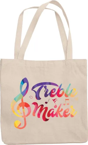 Treble Maker Colorful Witty Pun Reusable Tote Bag For A Musician, Keyboardist, Songwriter, Composer, Conductor, Music Producer, Choir Member, Men, And Women