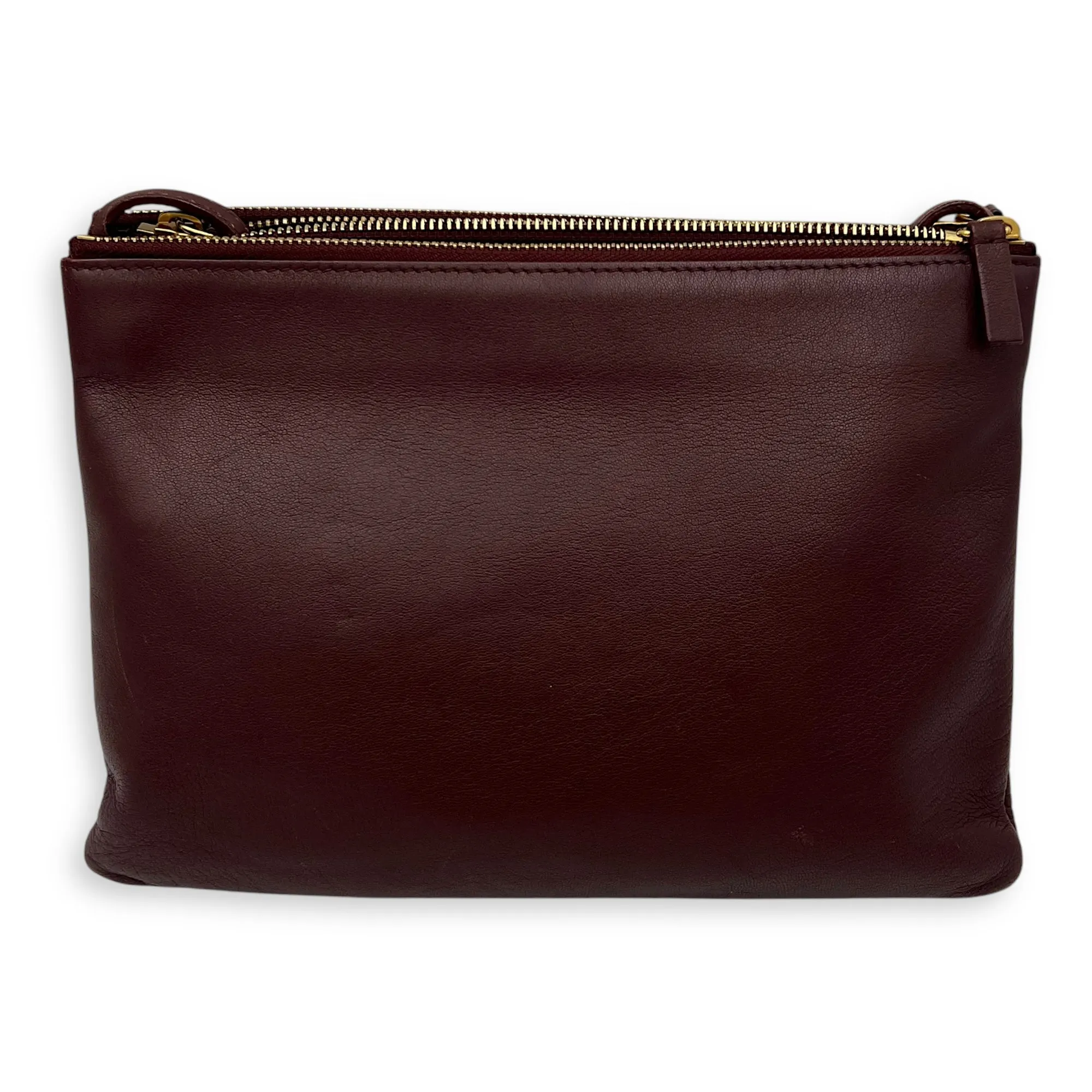 Trio Crossbody Bag Red in Calfskin, Gold hardware