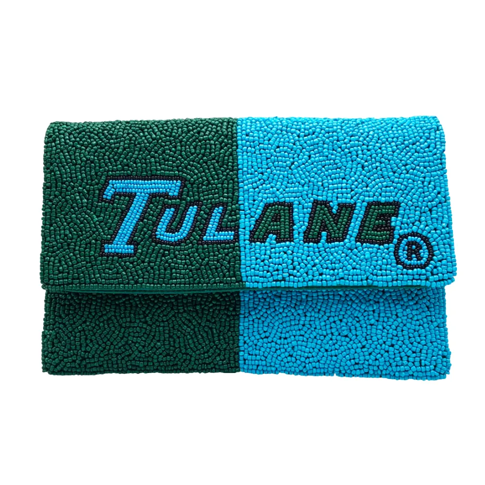TULANE UNIVERSITY GREEN WAVE MINI CLUTCH