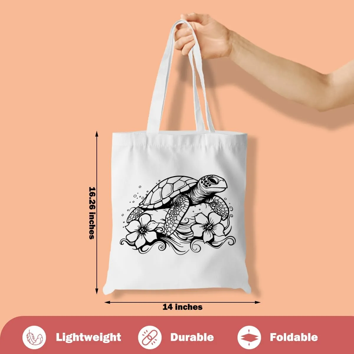Turtle Gifts Shark Gifts Tote Bag, Hedgehog Horse Gifts for Women Girls, Animals Reusable Grocery Bag Shopping Bag