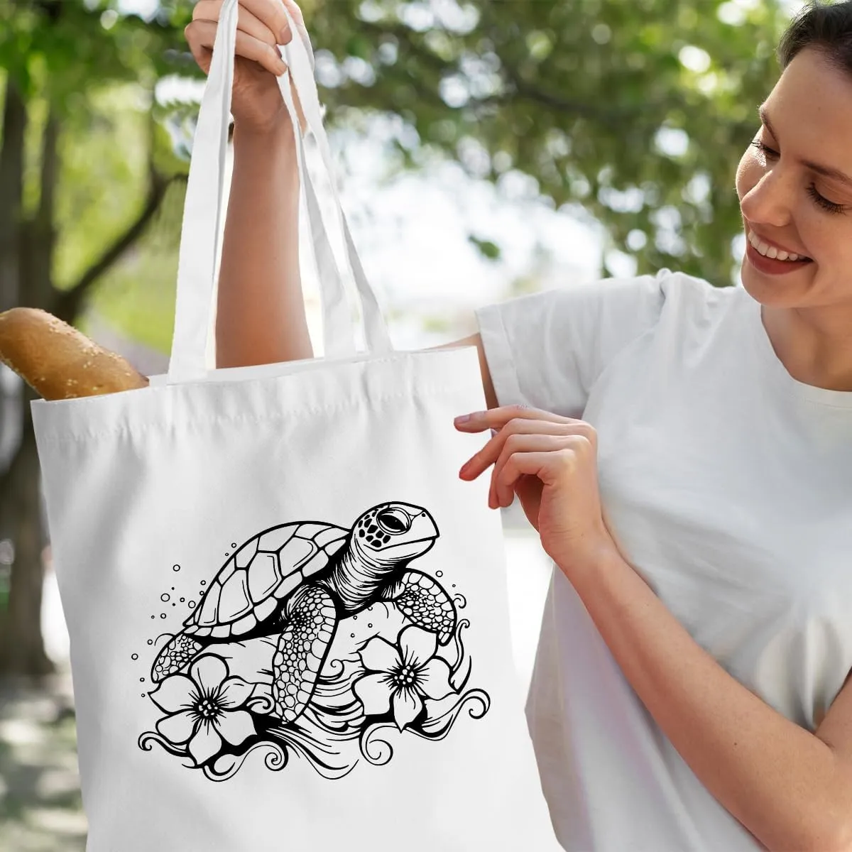Turtle Gifts Shark Gifts Tote Bag, Hedgehog Horse Gifts for Women Girls, Animals Reusable Grocery Bag Shopping Bag