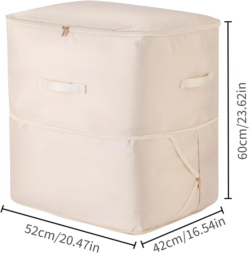 Tuza 2 Pack Space Saving Self Compression Organizer, Space Bags for Travel, Portable Moving Bags for Comforters, Blankets, Down Jacket, Beige, Extra Large, 20.5"×16.6"×23.6"
