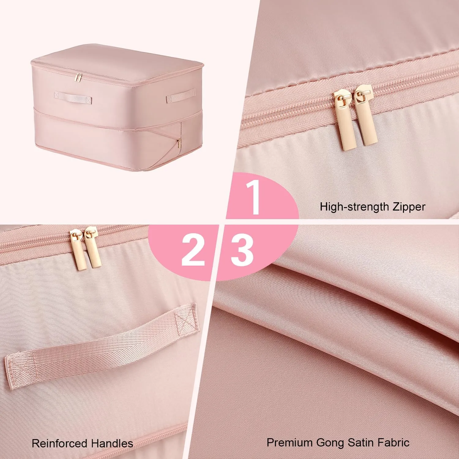 Tuza 2 Pack Space Saving Self Compression Organizer, Space Bags for Travel, Portable Moving Bags for Comforters, Blankets, Down Jacket, Beige, Extra Large, 20.5"×16.6"×23.6"