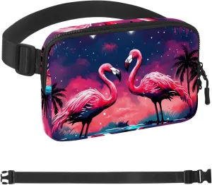 Two Pink Starry Flamingos-721 Crossbody Fanny Pack for Men&Women,Belt Bag for Travel Casual Walking Running Hiking Cycling