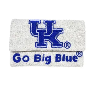 UK UNIVERSITY OF KENTUCKY BEADED GO BIG BLUE MINI CLUTCH