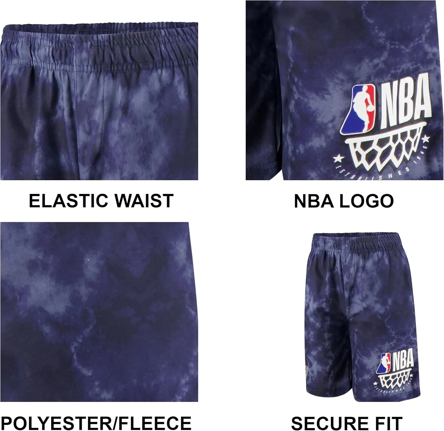 Ultra Game Youth NBA Official Soft Cotton Shorts with NBA Official Logo, Navy
