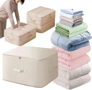 Ultra Space Saving Self Compression Organizer, Heavy Duty Moving Bags, Storage Tote for Space Saving, Self Compression Moving Organizer Bags for Comforters, Clothes, Blankets (Beige,XL(54*42*60CM))