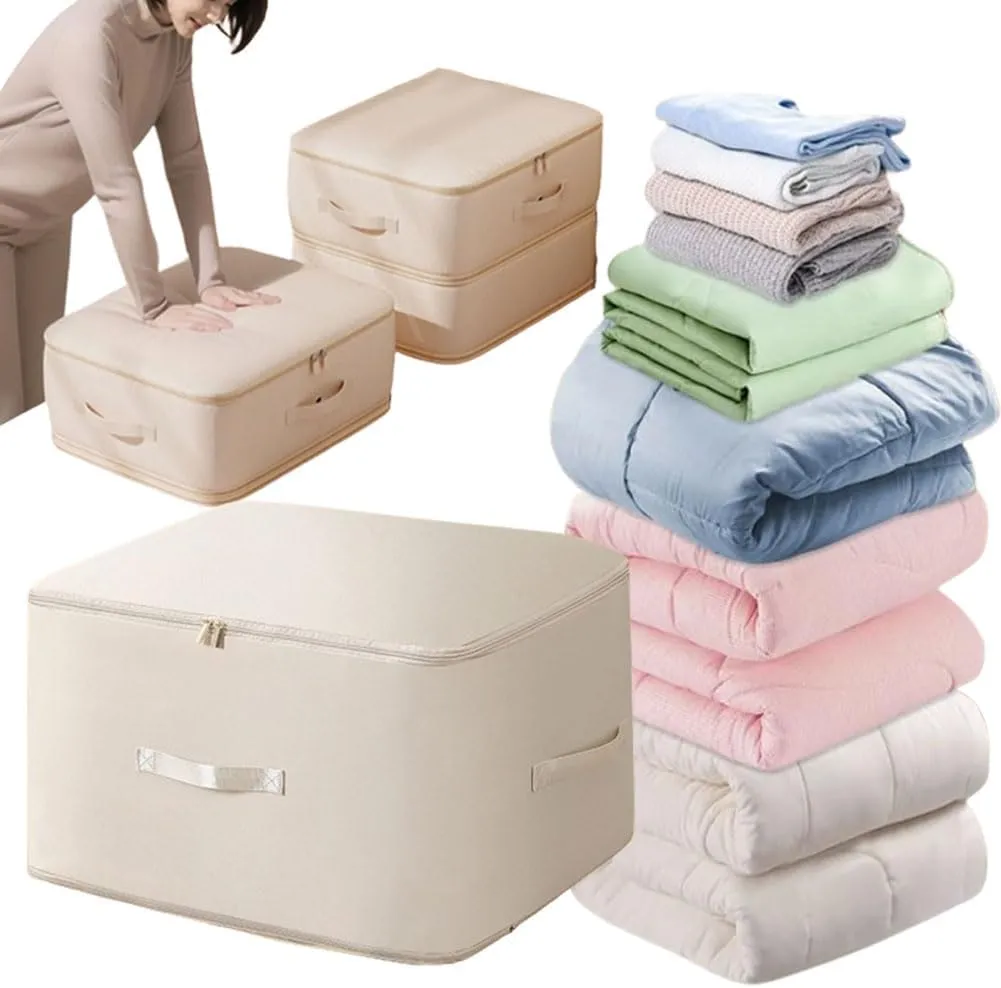 Ultra Space Saving Self Compression Organizer, Heavy Duty Moving Bags, Storage Tote for Space Saving, Self Compression Moving Organizer Bags for Comforters, Clothes, Blankets (Beige,XL(54*42*60CM))