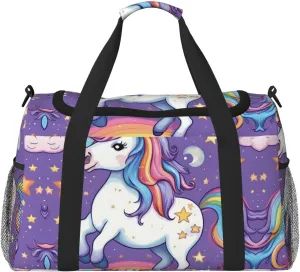 unicorn design print Weekender Overnight Carry On Bag Gym Luggage Bag Duffel Bag for Travel Women