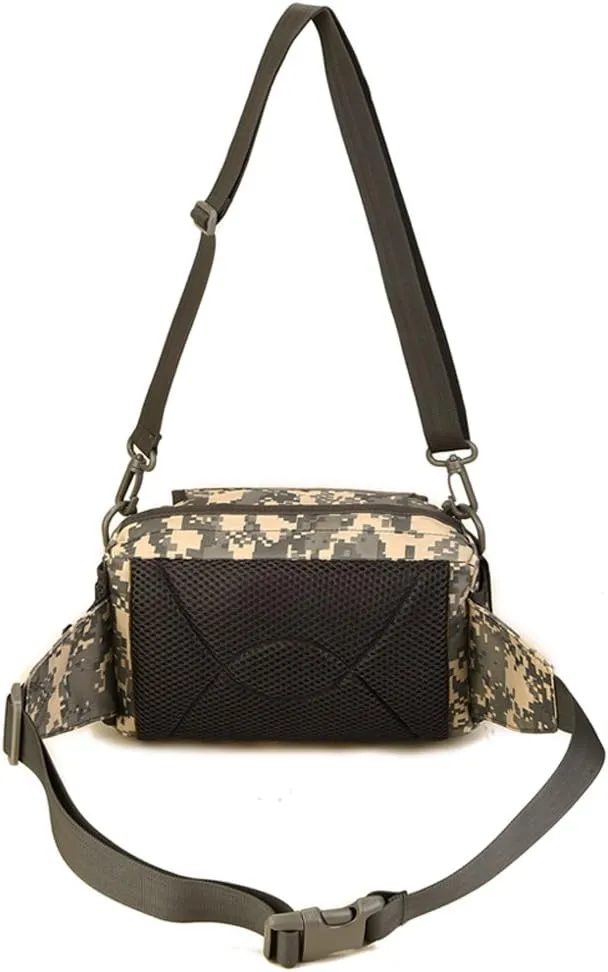 UNISTRENGH Multi Functional Waist Pack Military Single Shoulder Hip Belt Fanny Bag Water Resistant Waist Pouch with Water Bottle Pocket Holder for Hiking Climbing Outdoor Bumbag (ACU Camouflage)