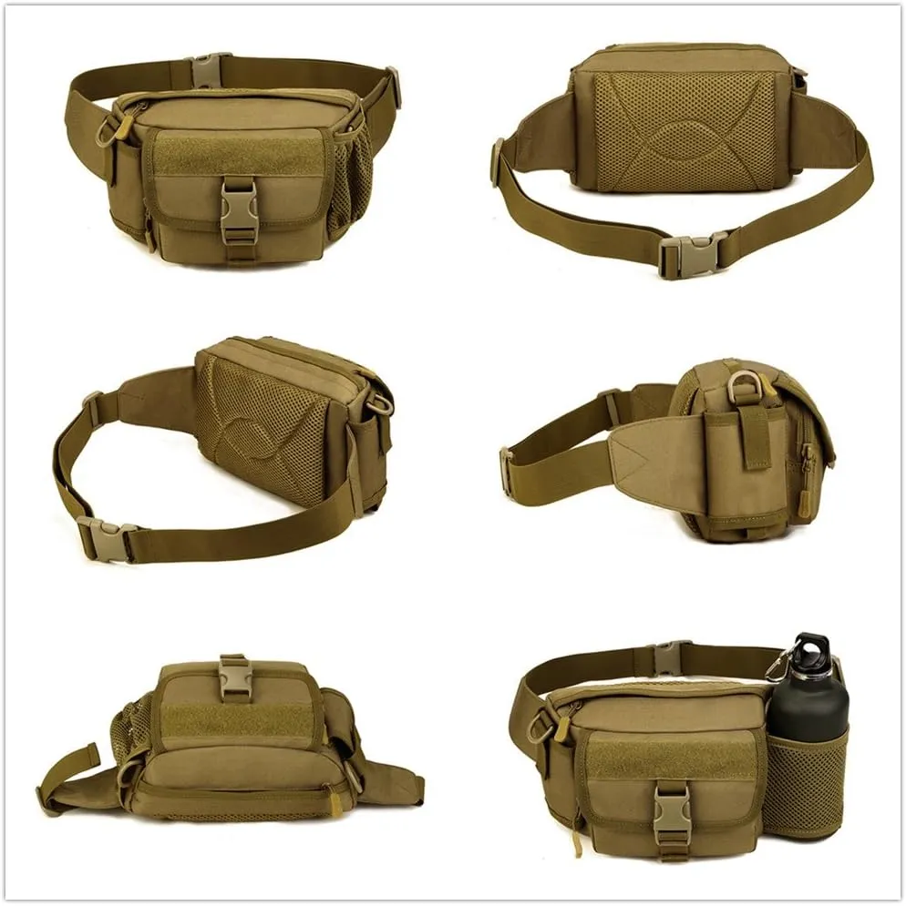 UNISTRENGH Multi Functional Waist Pack Military Single Shoulder Hip Belt Fanny Bag Water Resistant Waist Pouch with Water Bottle Pocket Holder for Hiking Climbing Outdoor Bumbag (ACU Camouflage)