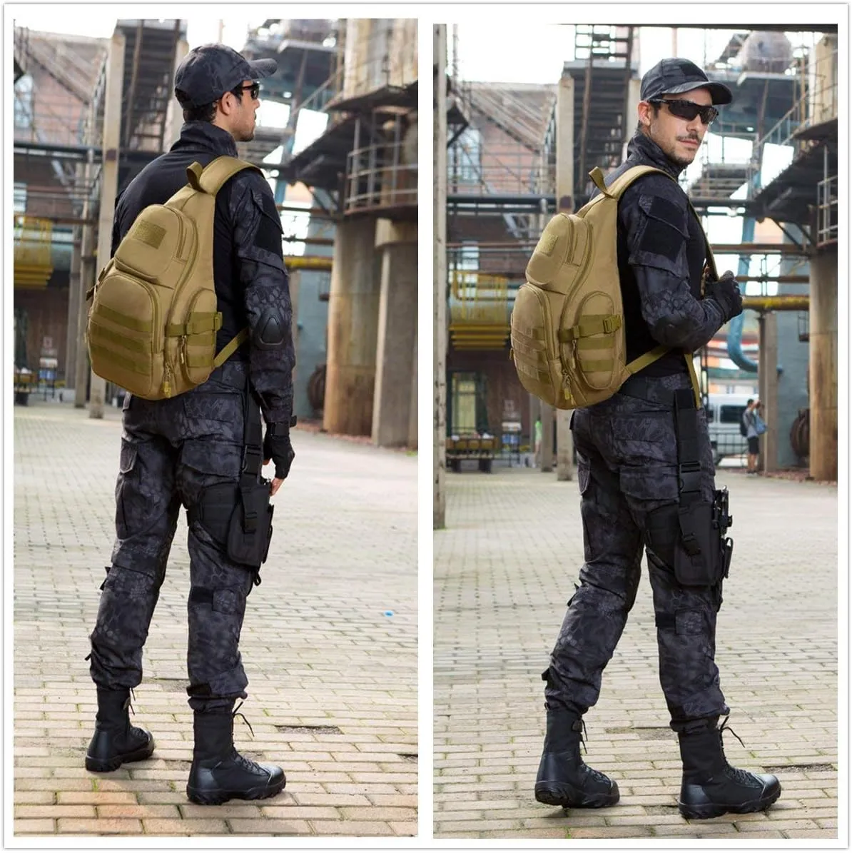 UNISTRENGH Tactical Military Sling Chest Daypack Crossbody MOLLE Laptop Backpack Large Shoulder Duffel Bags Gear Duty Pack (Desert Camo)