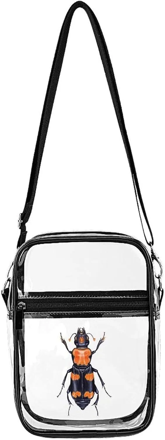 U.S. Burying Beetle Clear Purse Stadium Crossbody Bags with Adjustable and Removable Strap Shoulder Handbags