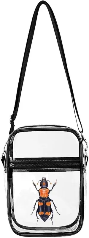 U.S. Burying Beetle Clear Purse Stadium Crossbody Bags with Adjustable and Removable Strap Shoulder Handbags
