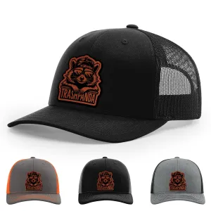 US Raccoon Head, Trash Panda, Garbage Swamp Anima, Woodland Street Cat Hat, 112 Style Trucker Leather Patch Hat for Men & Women, 6 Panel Baseball Cap with Snapback Enclosure