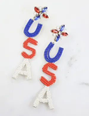USA Beaded Drop Earrings