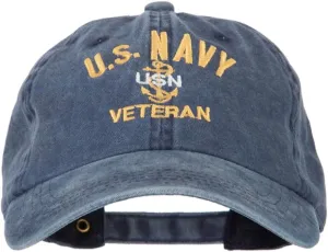 USN Veteran Military Embroidered Washed Cotton Twill Cap