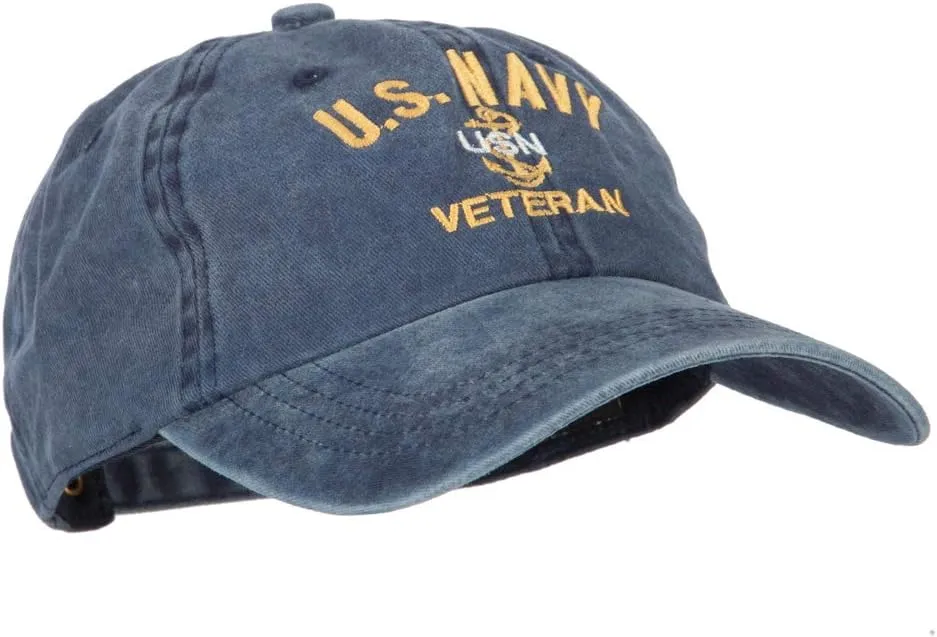 USN Veteran Military Embroidered Washed Cotton Twill Cap