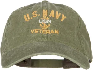 USN Veteran Military Embroidered Washed Cotton Twill Cap