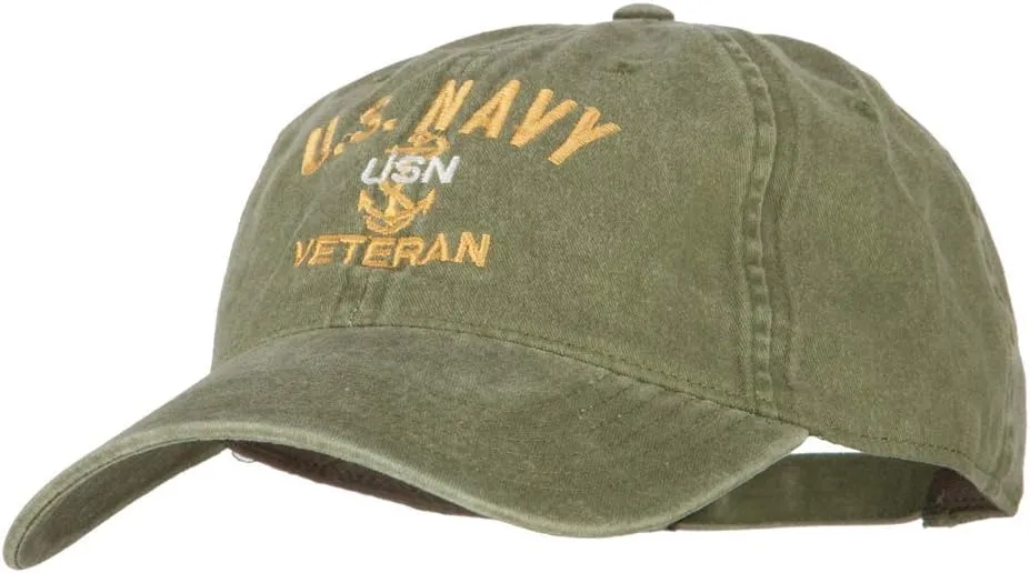 USN Veteran Military Embroidered Washed Cotton Twill Cap