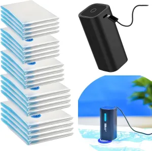 Vacuum Storage Bags, 11 Combo (10 Large Bags   Electric Pump), Space Saving, Fast Compression, Large Capacity, For Clothes, Quilts, Blankets, Bedding