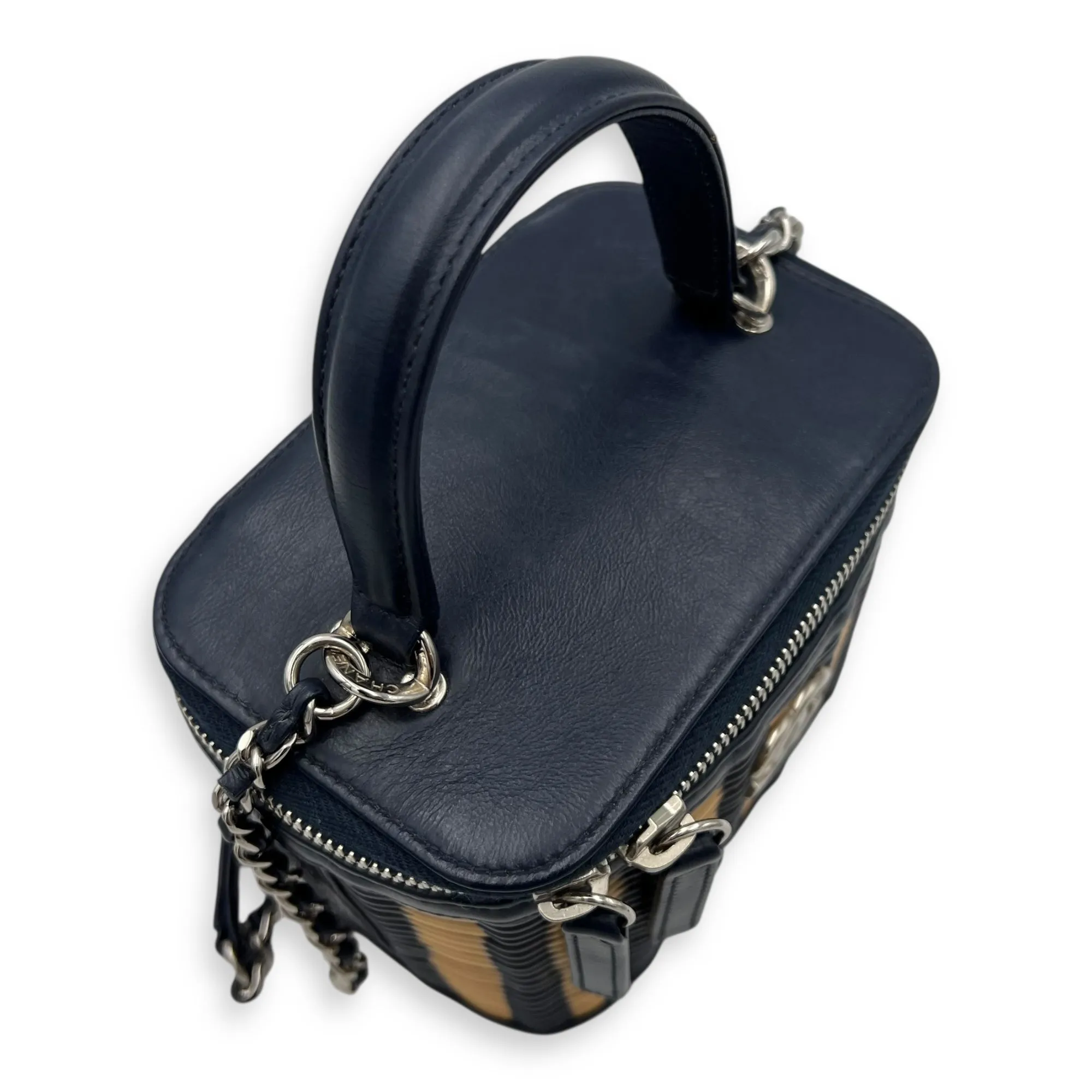 Vanity Crossbody Bag Blue in Rattan, Gold hardware