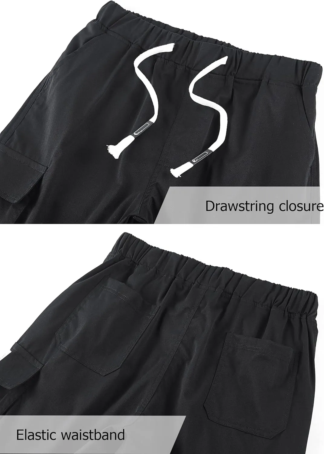 Vcansion Women's Casual Elastic Waist Drawstring Relaxed Fit Multi-Pockets Cotton Cargo Shorts