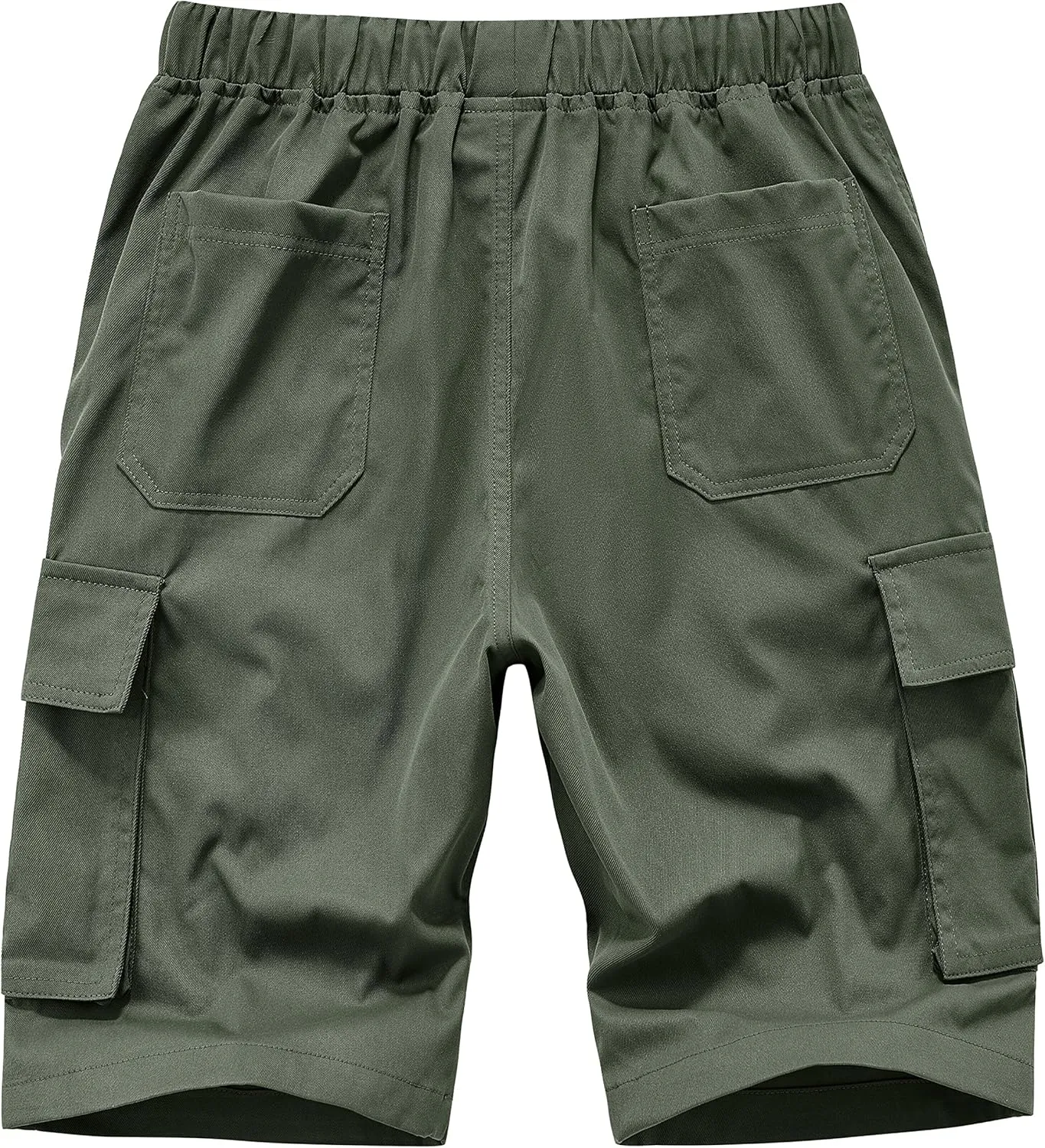 Vcansion Women's Casual Elastic Waist Drawstring Relaxed Fit Multi-Pockets Cotton Cargo Shorts