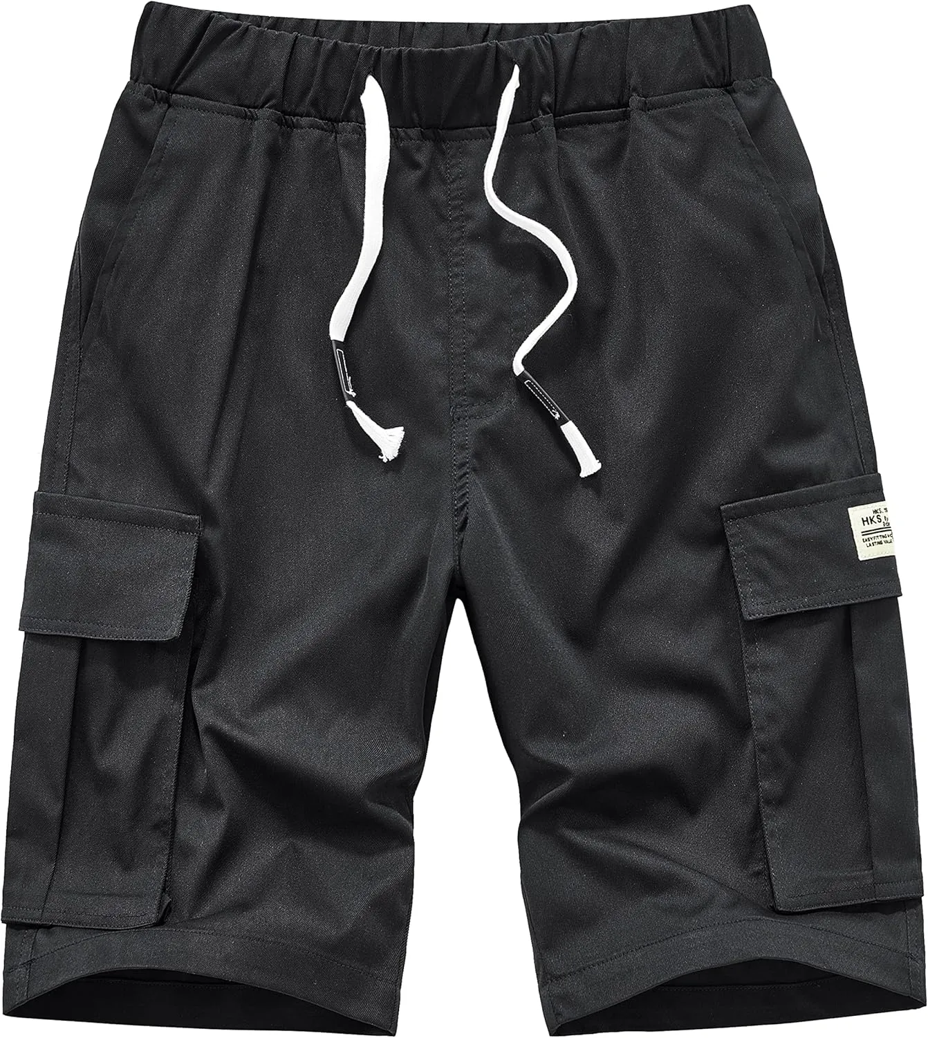 Vcansion Women's Casual Elastic Waist Drawstring Relaxed Fit Multi-Pockets Cotton Cargo Shorts
