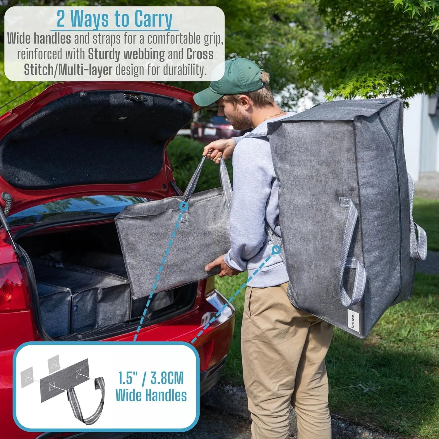 VENO 10 Pack Moving Bags w/Backpack Straps, Heavy Duty, Moving Boxes Alternative, Packing Supplies, Large Storage Totes for Dorm Room Essentials with Zipper for Clothes (Gray, 10 Pack)