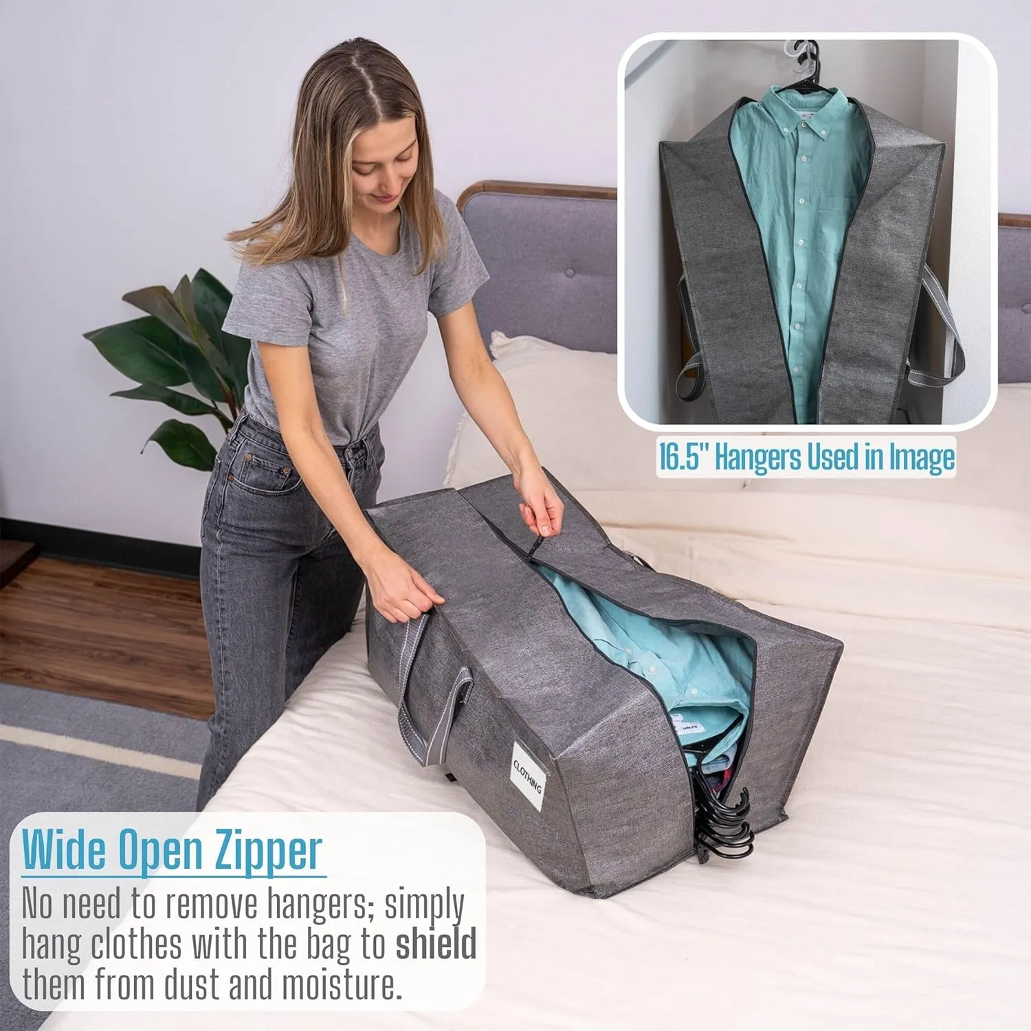 VENO 10 Pack Moving Bags w/Backpack Straps, Heavy Duty, Moving Boxes Alternative, Packing Supplies, Large Storage Totes for Dorm Room Essentials with Zipper for Clothes (Gray, 10 Pack)