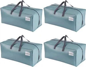 VENO 4 Pack Moving Bags w/Backpack Straps, Heavy Duty, Moving Boxes Alternative, Packing Supplies, Large Storage Totes for Dorm Room Essentials with Zipper for Clothes (Shiny Light Blue, 4 Pack)