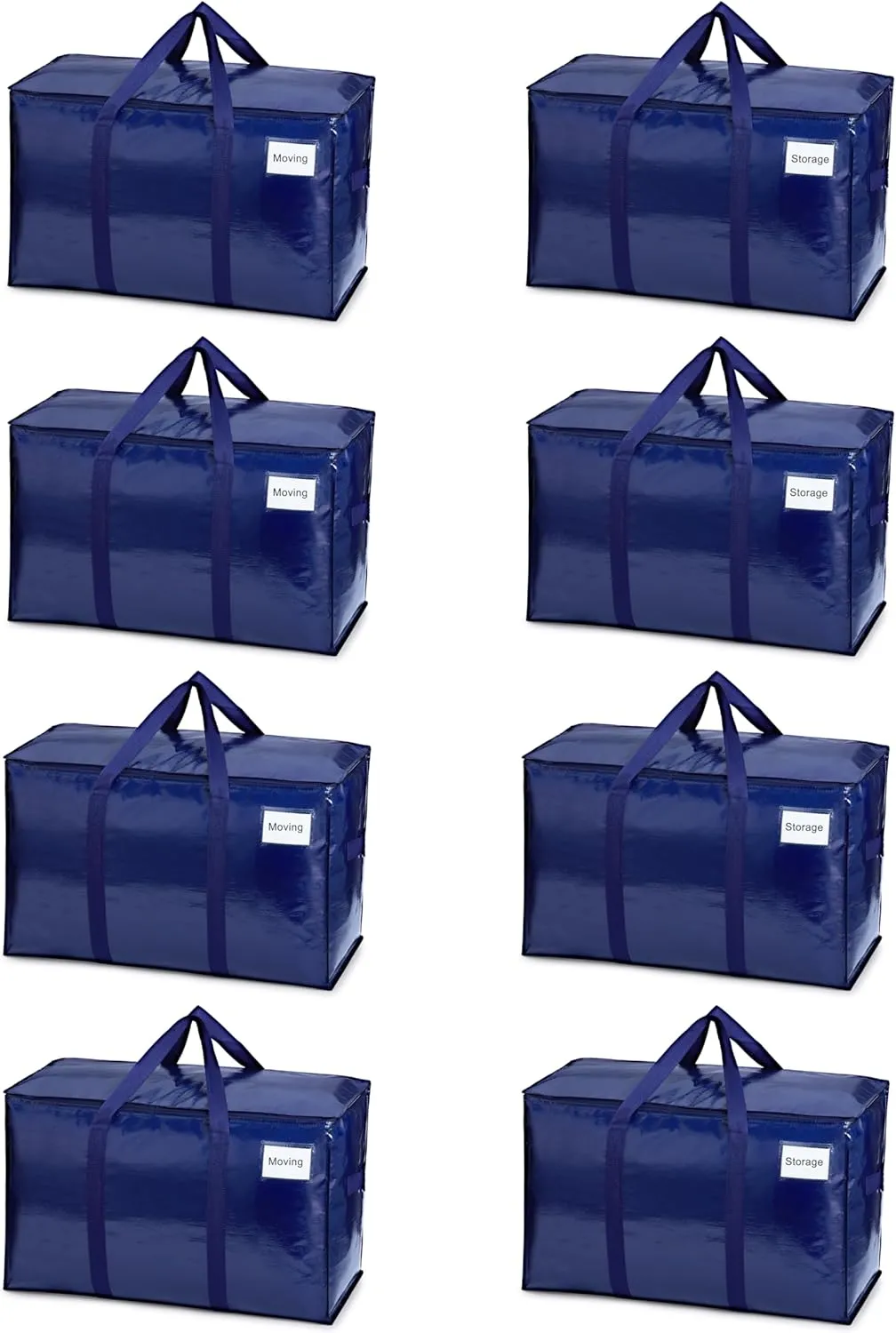 VENO 8 Pack Moving Bags, Heavy Duty, Moving Boxes Alternative, Packing Storage Supplies for Dorm Room Essentials with Zipper for Clothes, Extra Large Totes for Packaging (Blue, 8 Pack)