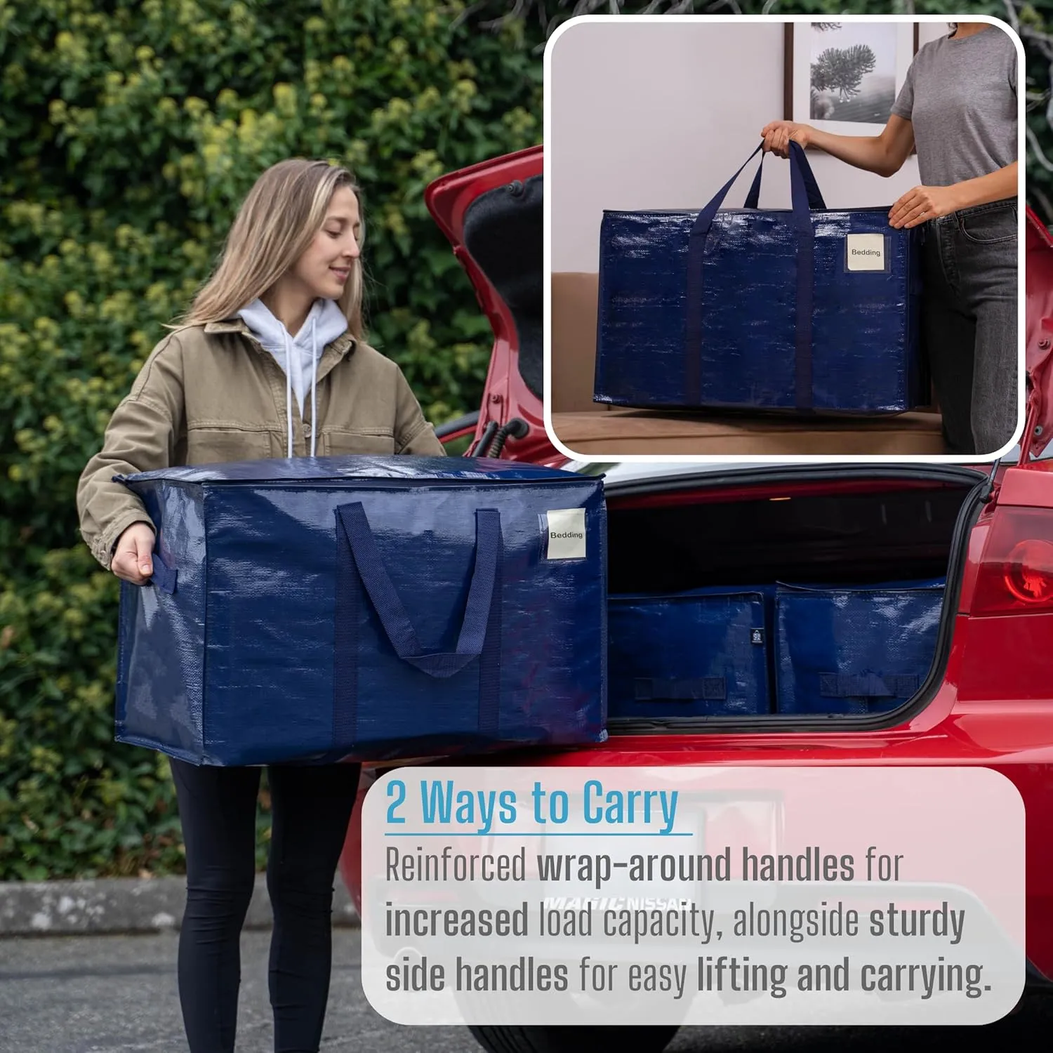 VENO 8 Pack Moving Bags, Heavy Duty, Moving Boxes Alternative, Packing Storage Supplies for Dorm Room Essentials with Zipper for Clothes, Extra Large Totes for Packaging (Blue, 8 Pack)