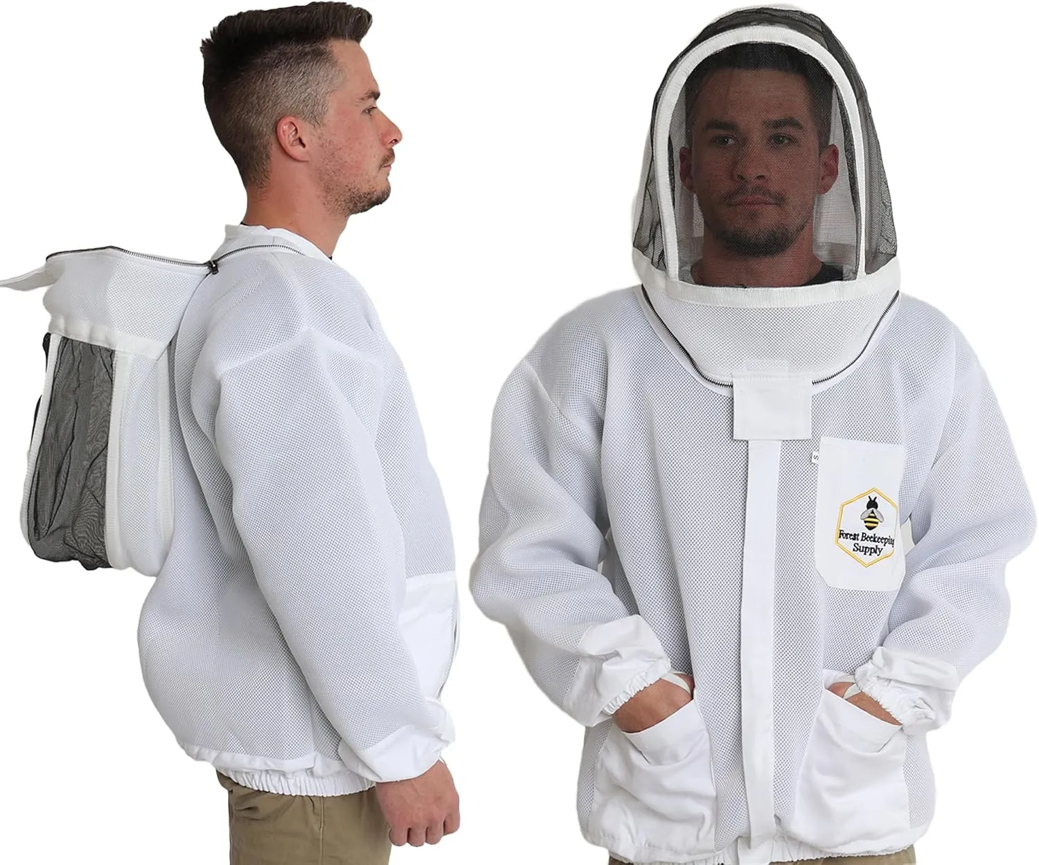 Ventilated Bee Jacket with Fencing Veil Hood - Ultra Light Air Mesh Beekeeper Jacket