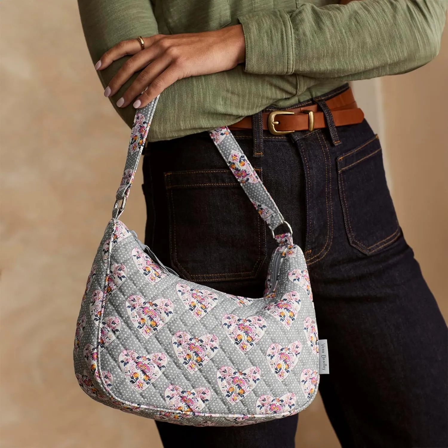 Vera Bradley Women's Cotton Frannie Crescent Crossbody Purse