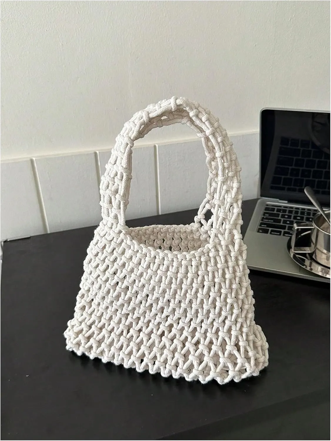 Verdusa Women's Crochet Top Handle Satchel Handbags Hollow Out Beach Clutch Purses