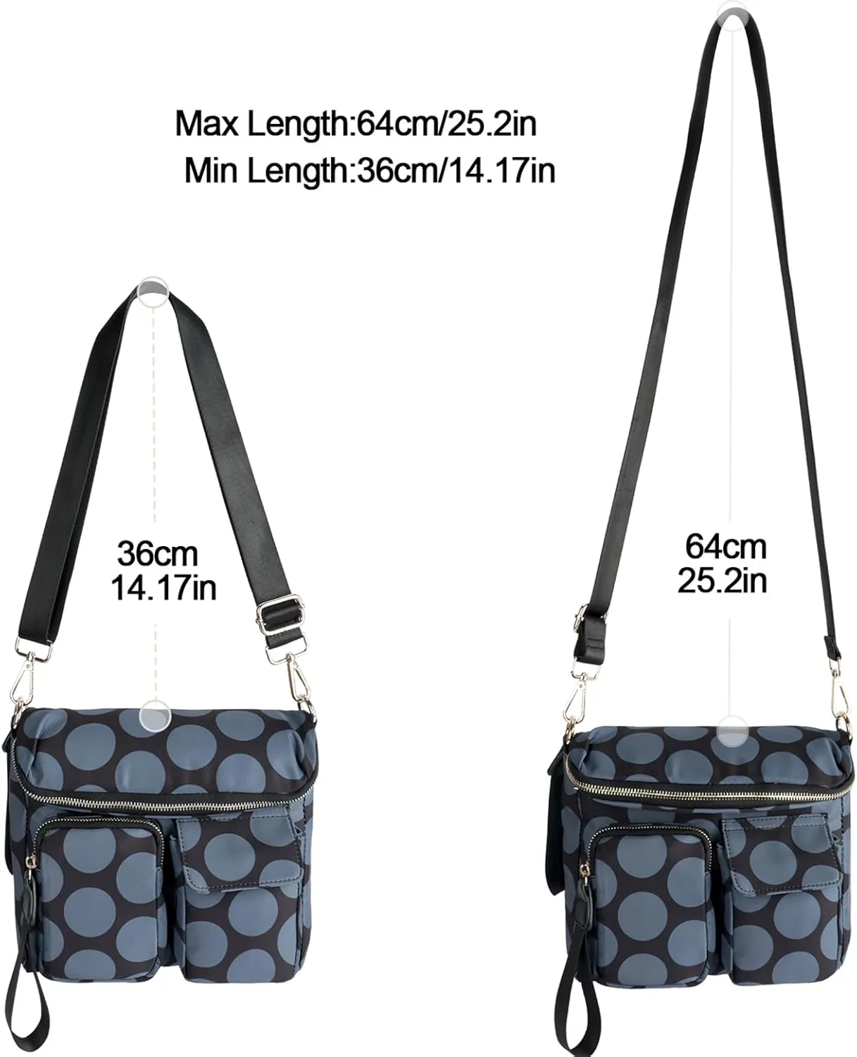 VGOAL Nylon Fabric Crossbody Bag Casual Fashion Multi-Pocket in Square Bag Female More Pockets Clamshell Shoulder Bag