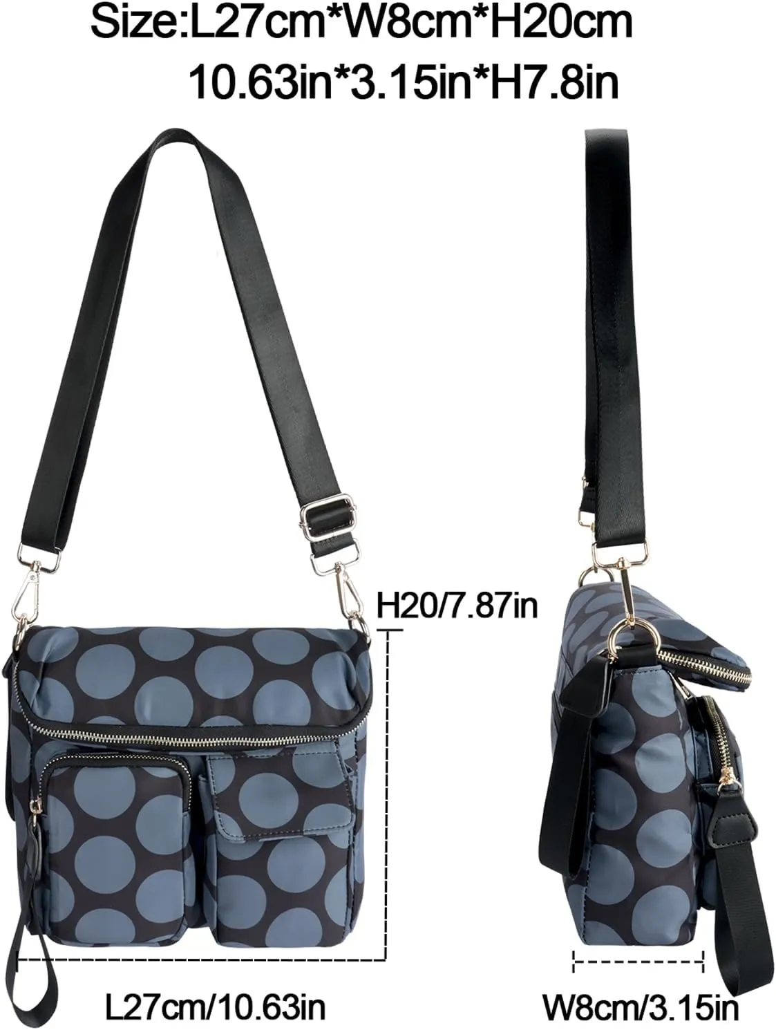 VGOAL Nylon Fabric Crossbody Bag Casual Fashion Multi-Pocket in Square Bag Female More Pockets Clamshell Shoulder Bag