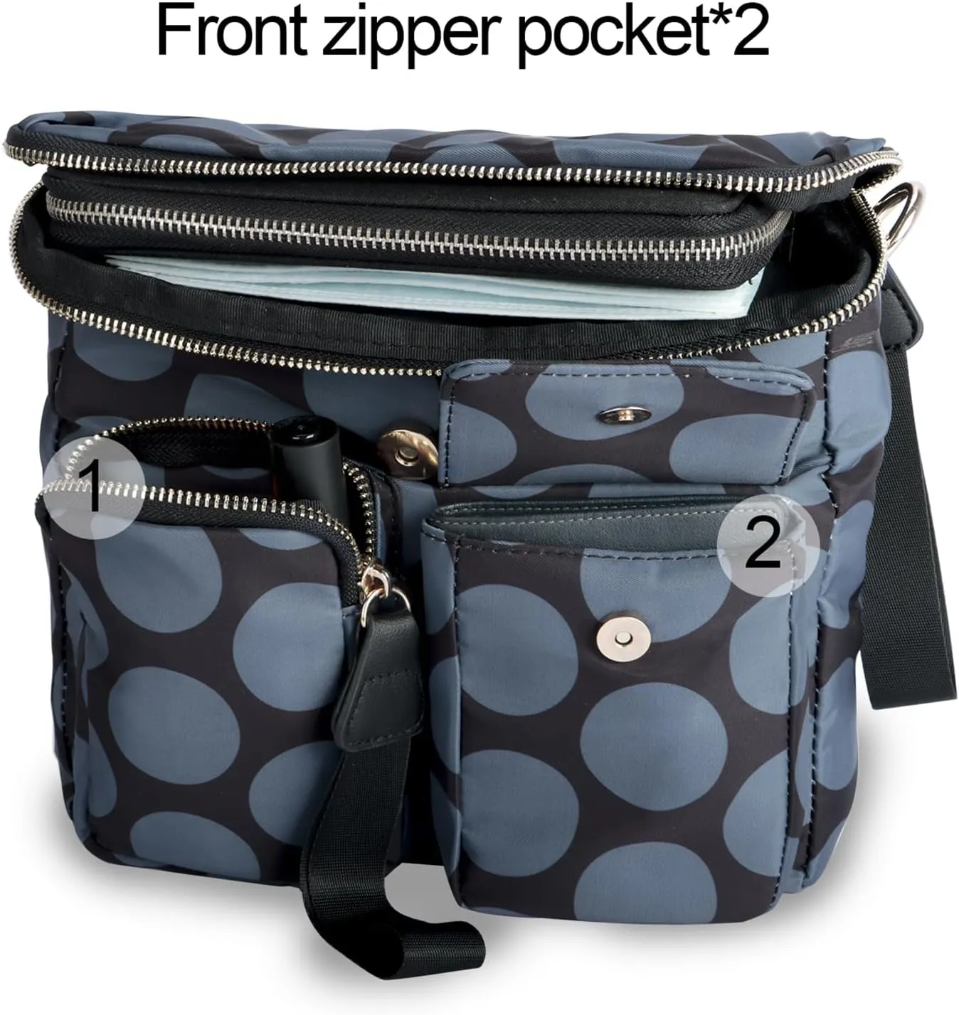 VGOAL Nylon Fabric Crossbody Bag Casual Fashion Multi-Pocket in Square Bag Female More Pockets Clamshell Shoulder Bag