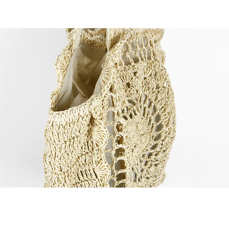 Vintage Bohemian Big Circle Straw Bags for Women
